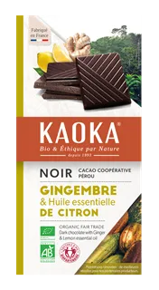 Kaoka Chocolade Puur 55% met Gember en Citroen Bio (100 gr)