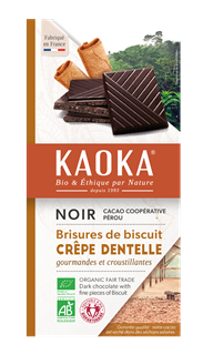 Kaoka Chocolade Puur 55% met Stukjes Pannenkoek Bio (100 gr)