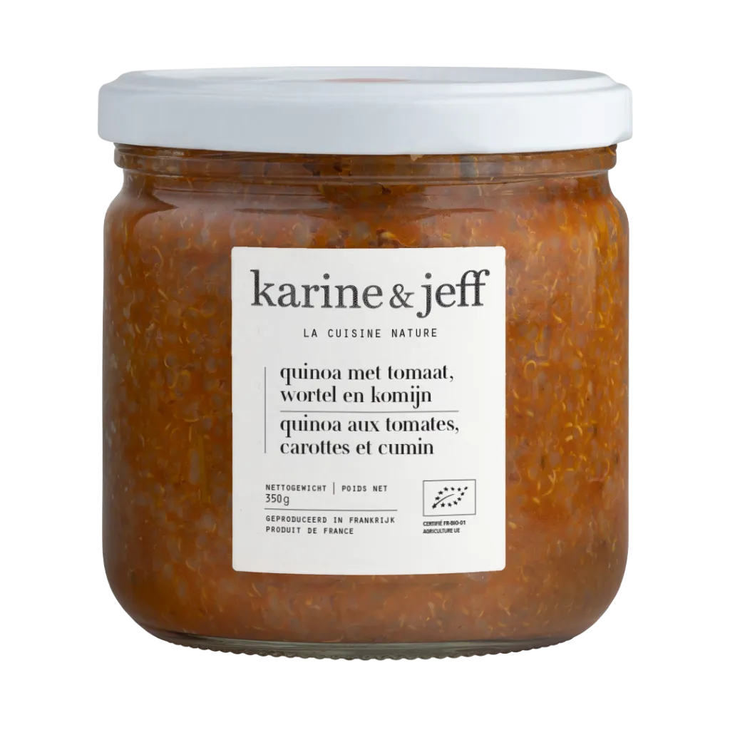 Karine & Jeff Bio Karine & Jeff Quinoa met Tomaat, Wortel en Komijn Bio (350 gr)