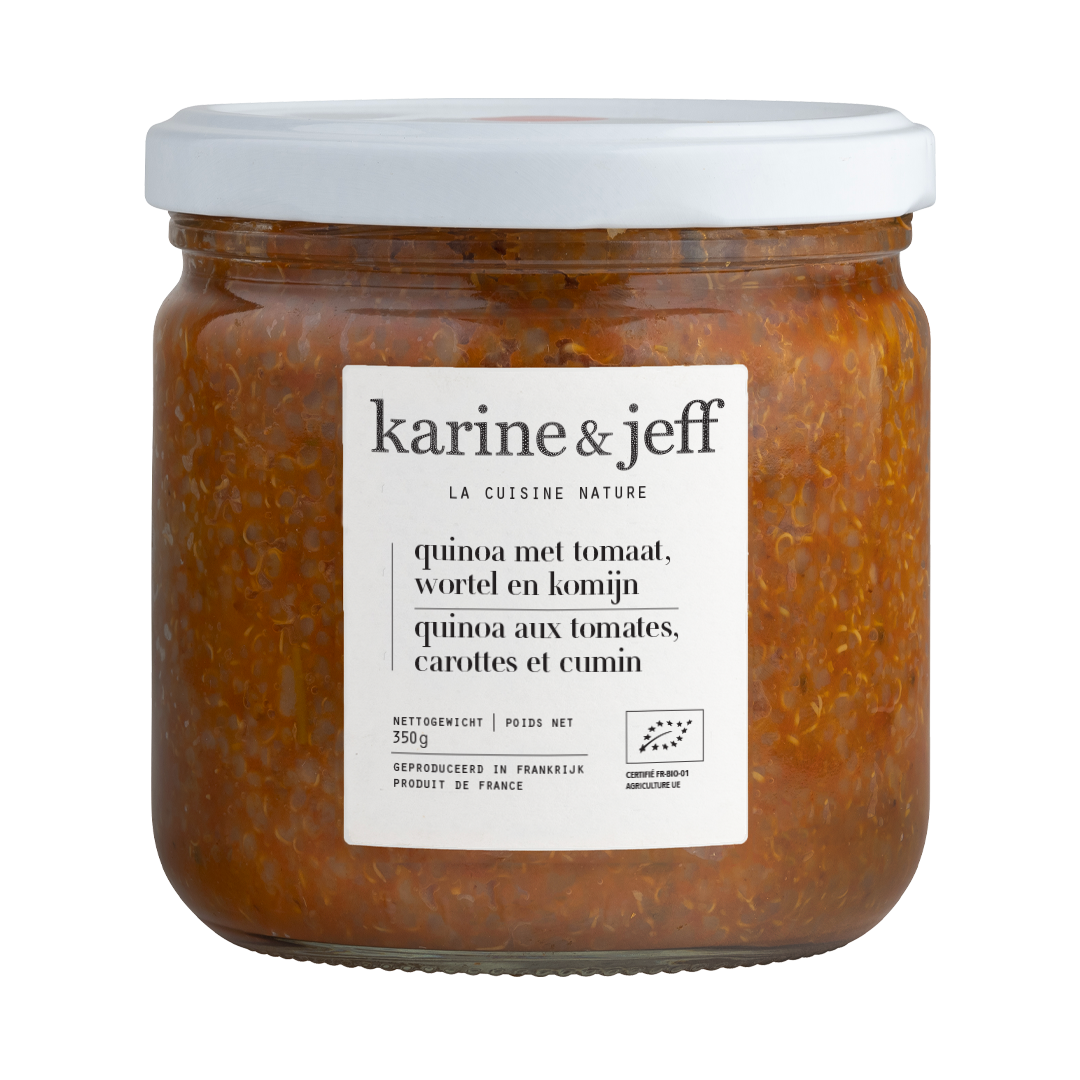 Karine & Jeff Bio Karine & Jeff Quinoa met Tomaat, Wortel en Komijn Bio (350 gr)