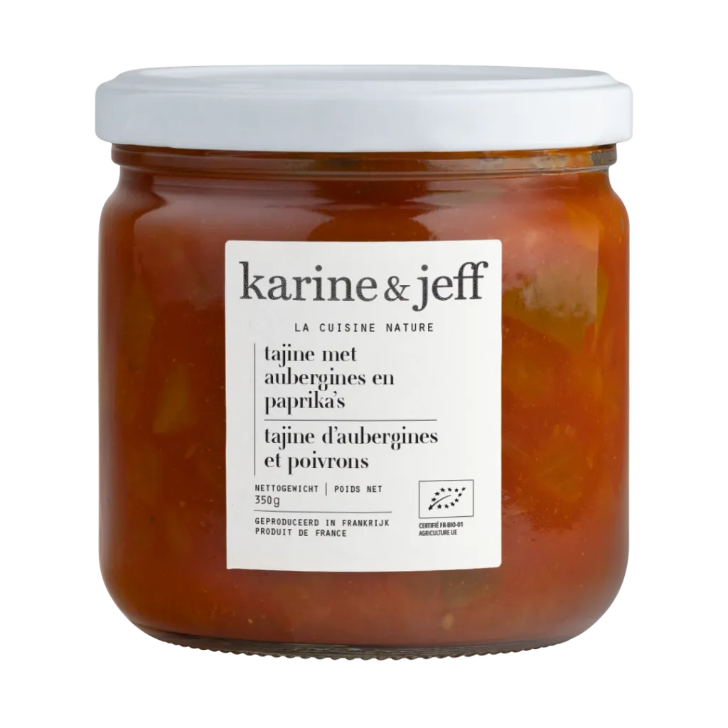 Karine & Jeff Bio Karine & Jeff Tajine met Aubergines en Paprika's Bio (350 gr)