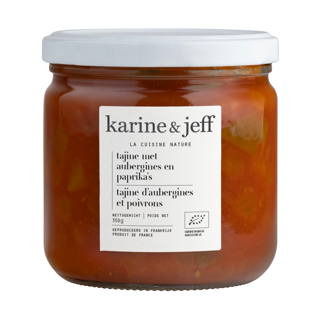 Karine & Jeff Bio Karine & Jeff Tajine met Aubergines en Paprika's Bio (350 gr)