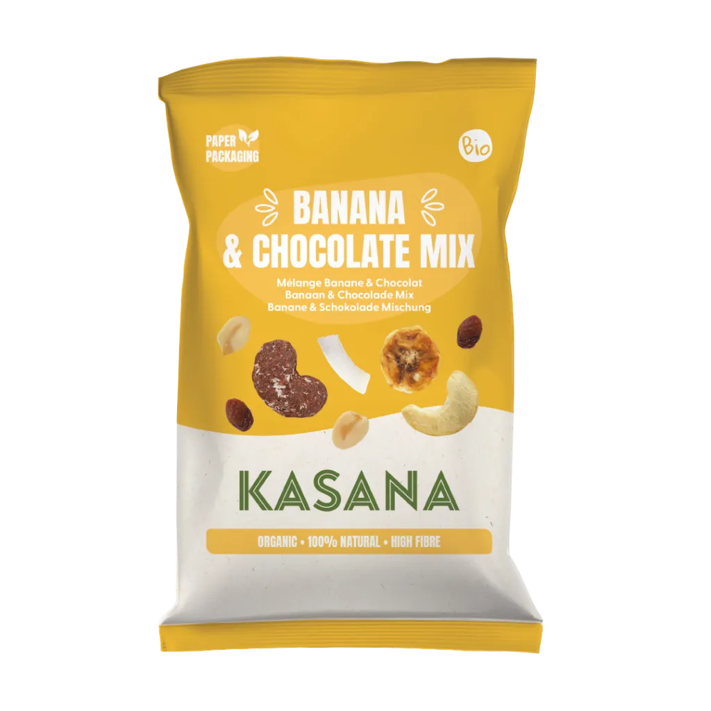 Kasana Fruits Kasana Mix Banaan Chocolade Bio (150 gr)