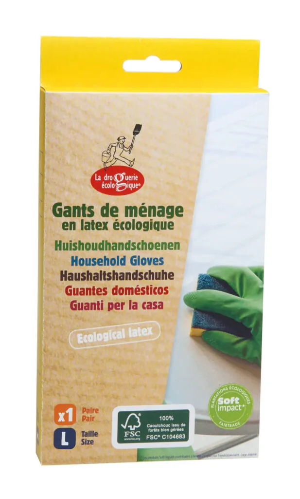 La Droguerie Ecologique Doos van één Paar Natuurlatex Handschoenen Large (1 paar)