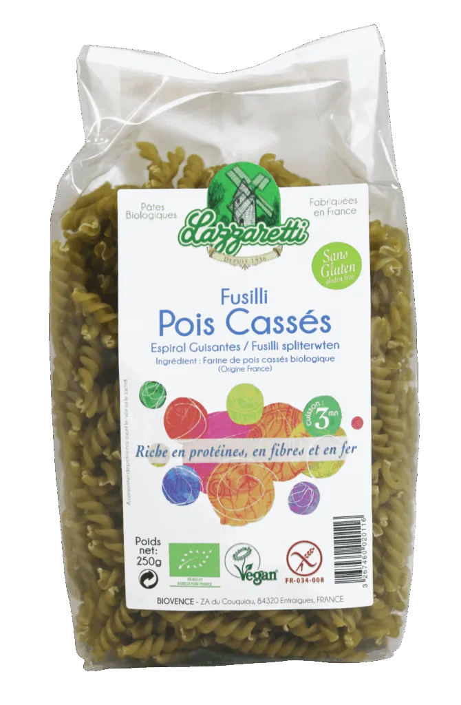 Lazzaretti Fusilli met Spliterwten Bio (250 gr)