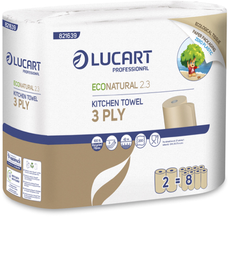Lucart Keukenrol Gerecycleerd 3 Laags (2 stuks)