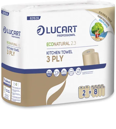 Lucart Keukenrol Gerecycleerd 3 Laags (2 stuks)