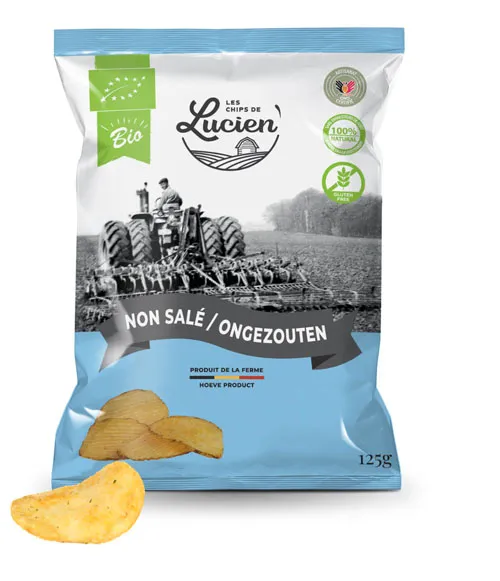 Lucien Chips Ongezouten Bio (125 gr)