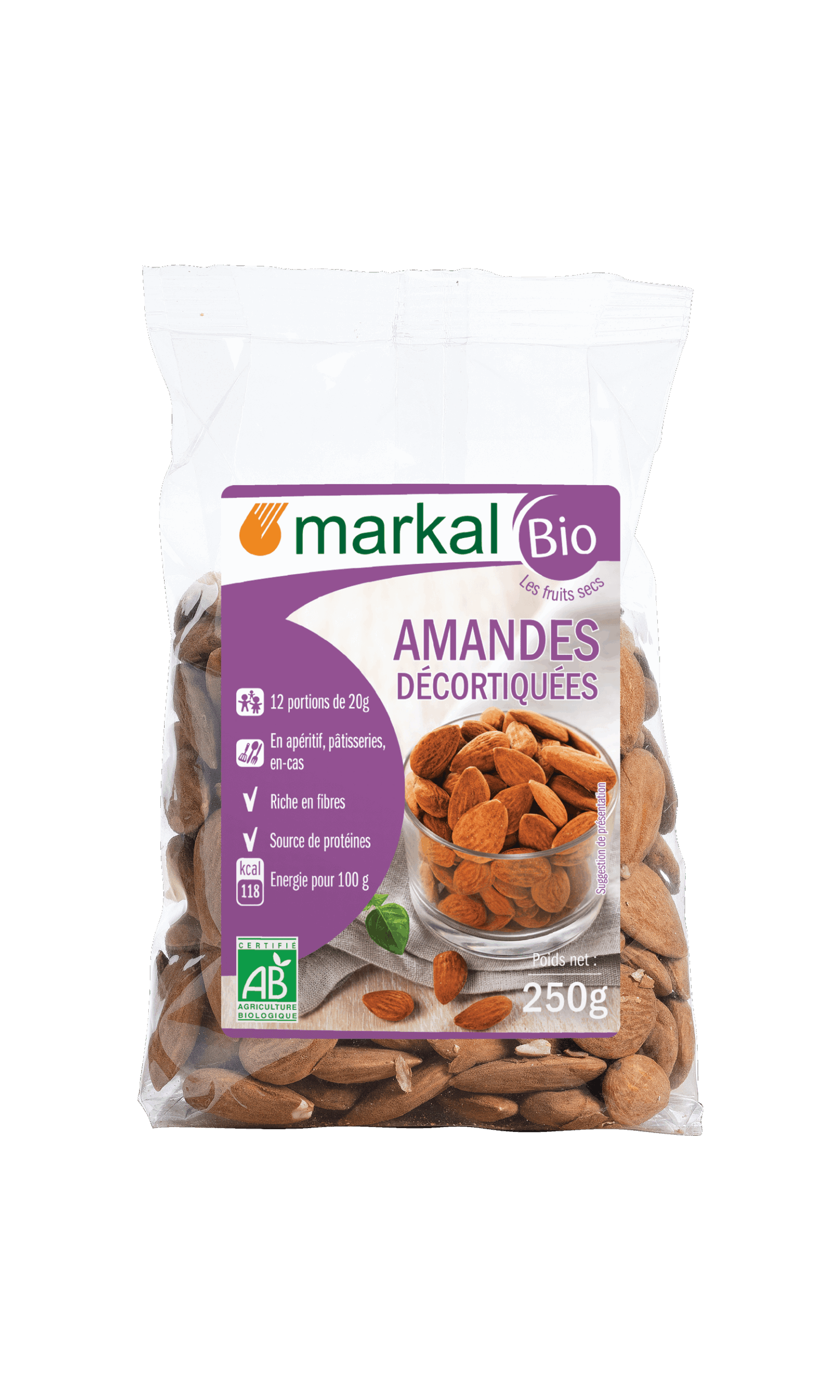 Markal Amandelen Gepeld Bio (250 gr)