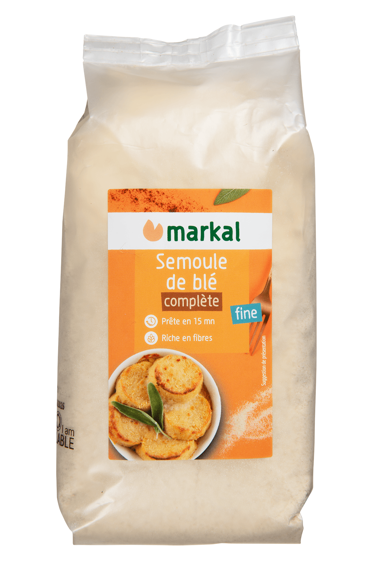 Markal Griesmeel Tarwe Volkoren Fijn Bio (500 gr)