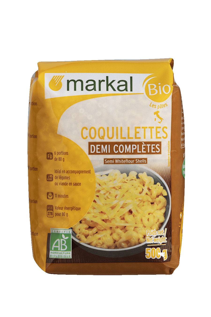 Markal Coquillettes 1/2 Volkoren Bio (500 gr)