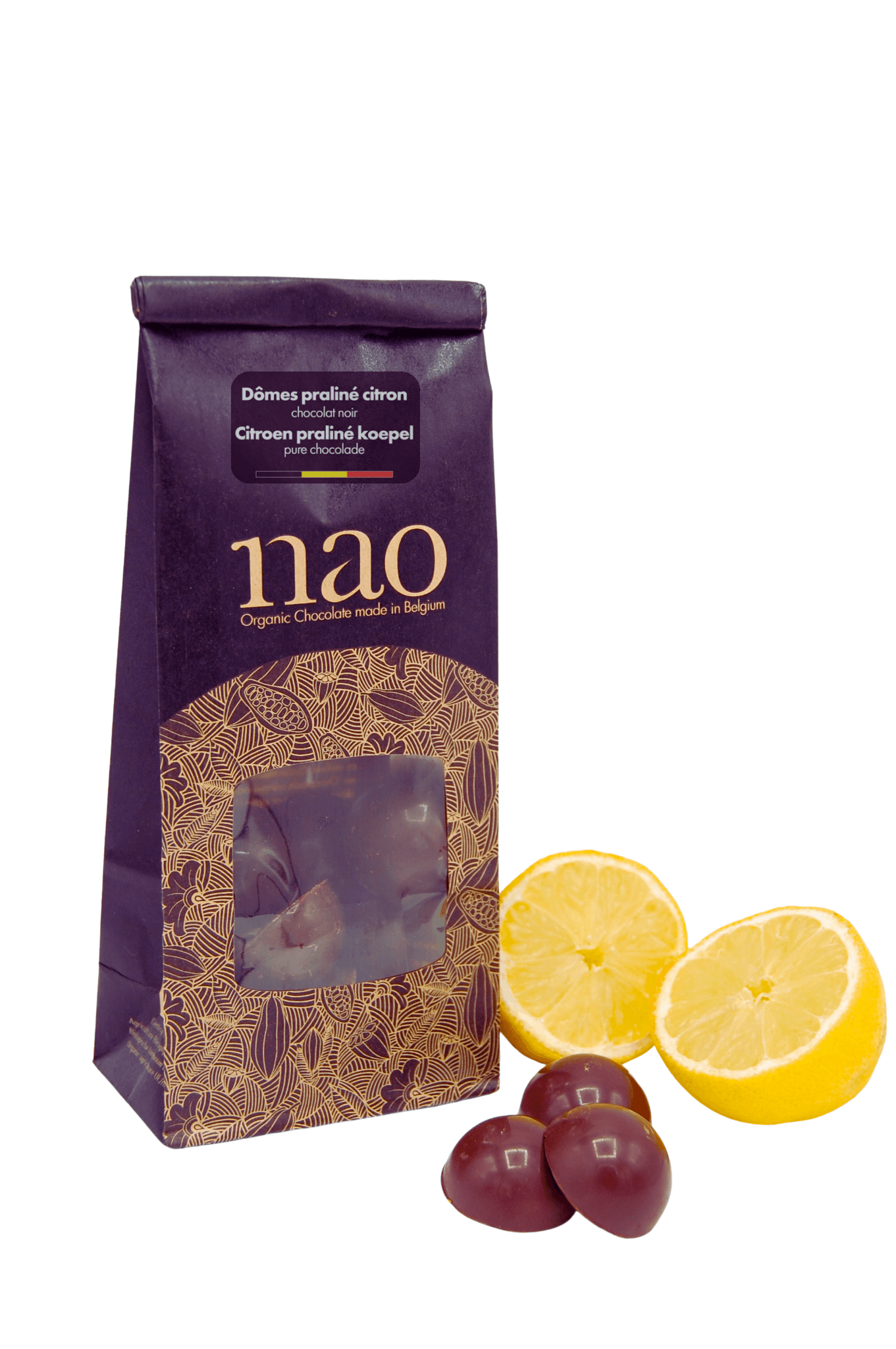 Nao Dôme Praliné Citroen Pure Chocolade 71% Bio (100 gr)