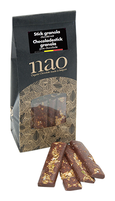 Nao Chocoladestick Pure Chocolade 71% met Granola Bio (100 gr)
