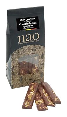 Nao Chocoladestick Pure Chocolade 71% met Granola Bio (100 gr)
