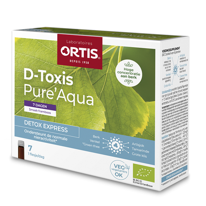 Ortis D-toxis Pure Aqua Framboos/kamille Bio (7 x 15 ml)