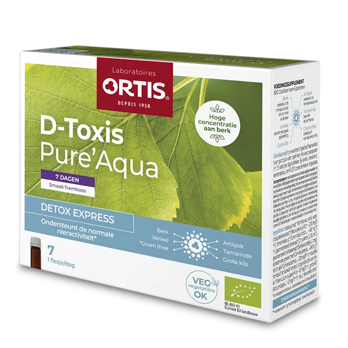 Ortis D-toxis Pure Aqua Framboos/kamille Bio (7 x 15 ml)