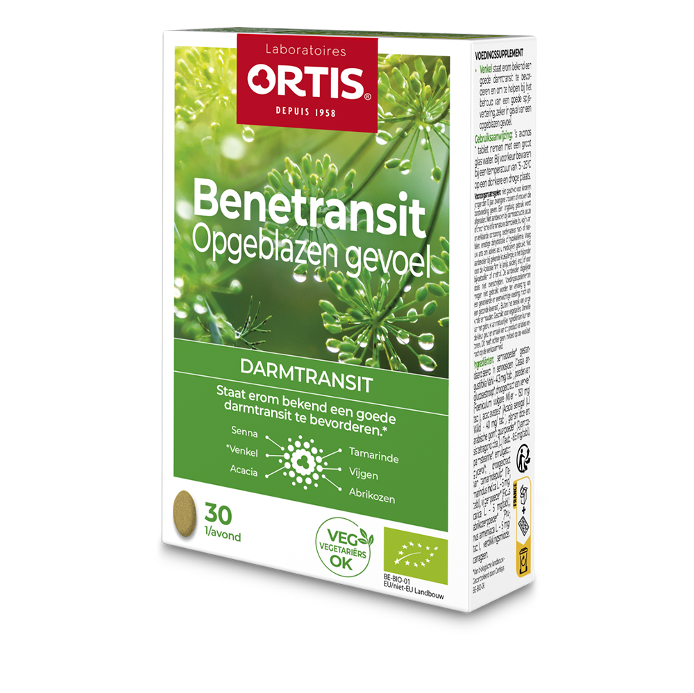 Ortis Benetransit Opgeblazen Gevoel Bio (2 x 15 tabletten)