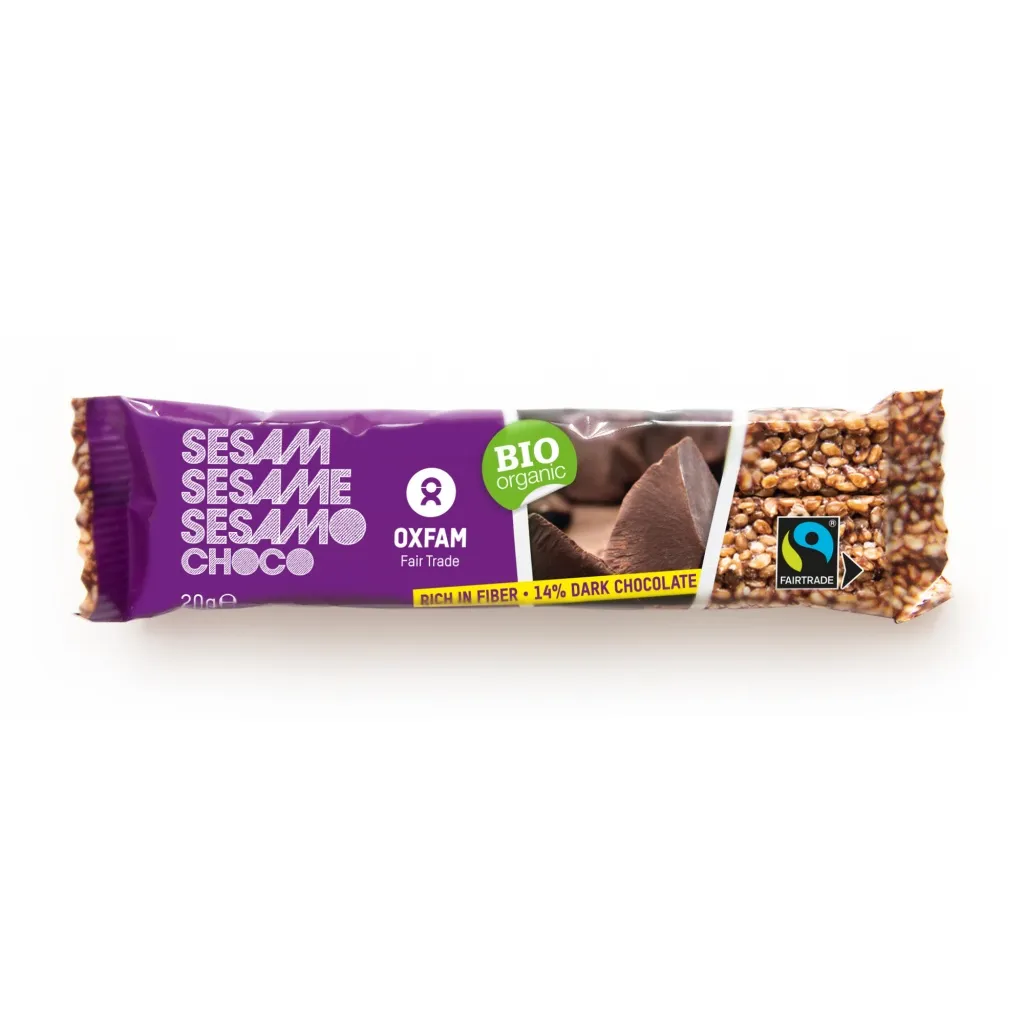 Oxfam Sesamreep Pure Chocolade Fairtrade Bio (20 gr)
