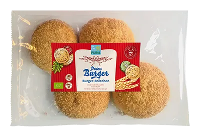 Pural Burgerbroodjes met Volkorenmeel en Sesam Bio (4 x 60 gr)