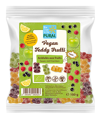 Pural Tutti Frutti Zure Snoepjes zonder Gelatine Bio (100 gr)