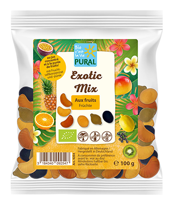 Pural Exotische Mix Fruitsnoepjes in De Vorm van Exotische Vruchten Bio (100 gr)
