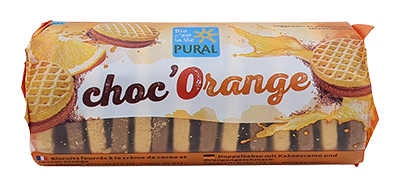 Pural Choc'orange Koekje Gevuld met Cacao-sinaasappelcrème Bio (85 gr)