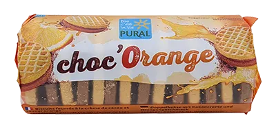 Pural Choc'orange Koekje Gevuld met Cacao-sinaasappelcrème Bio (85 gr)