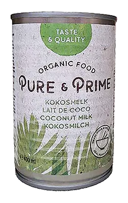 Pure & Prime Kokosmelk zonder Guargom Bio & Glutenvrij (400 ml)