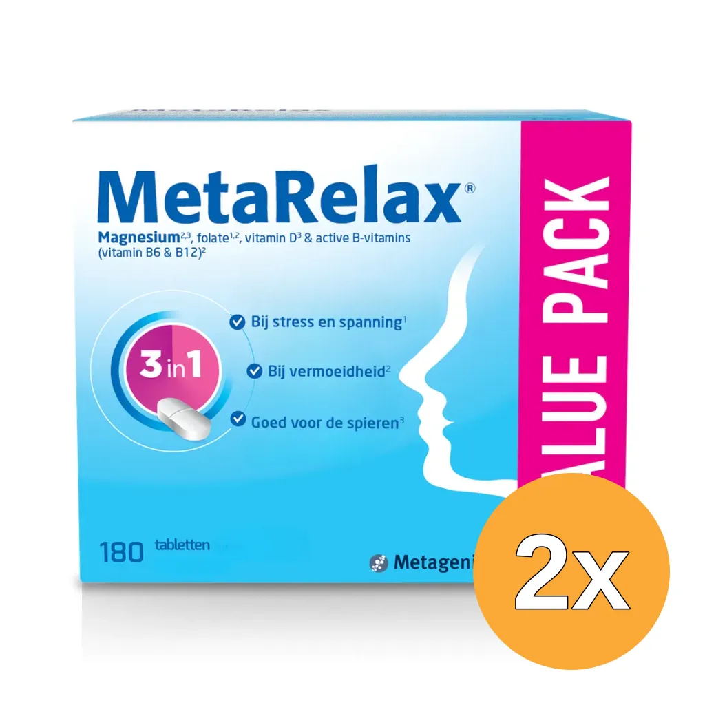 2x Metagenics MetaRelax Magnesium (180 tabletten)