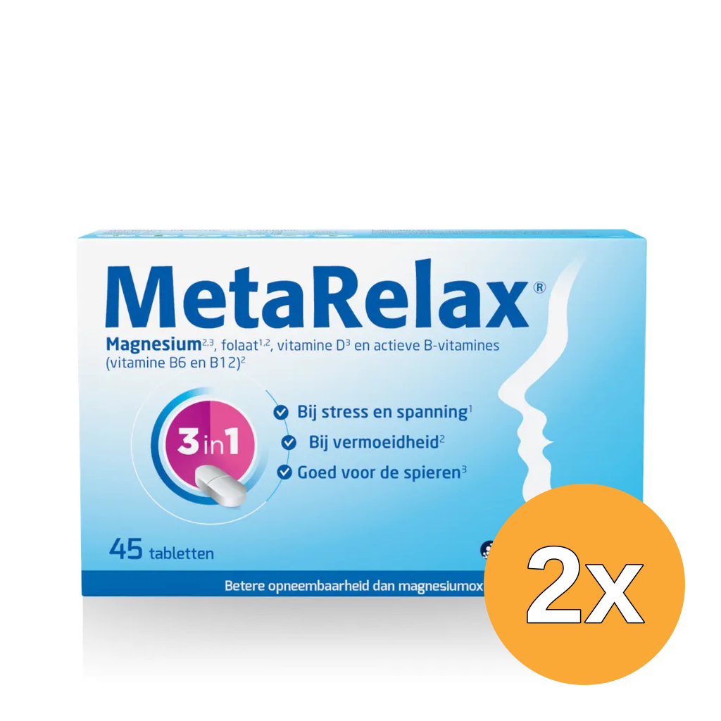 2x Metagenics MetaRelax Magnesium (45 tabletten)