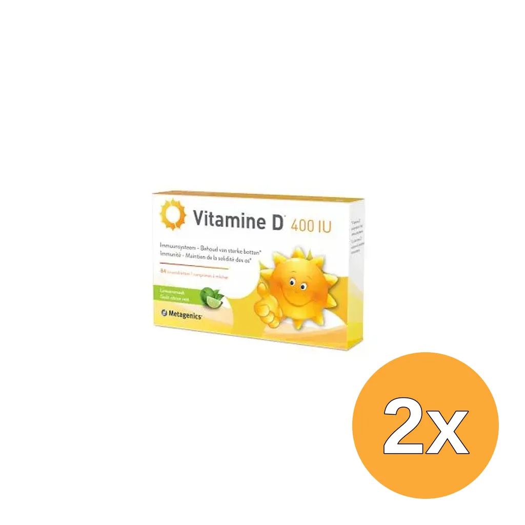 2x Metagenics Vitamine D 400Iu Limoen (168 kauwtabletten)