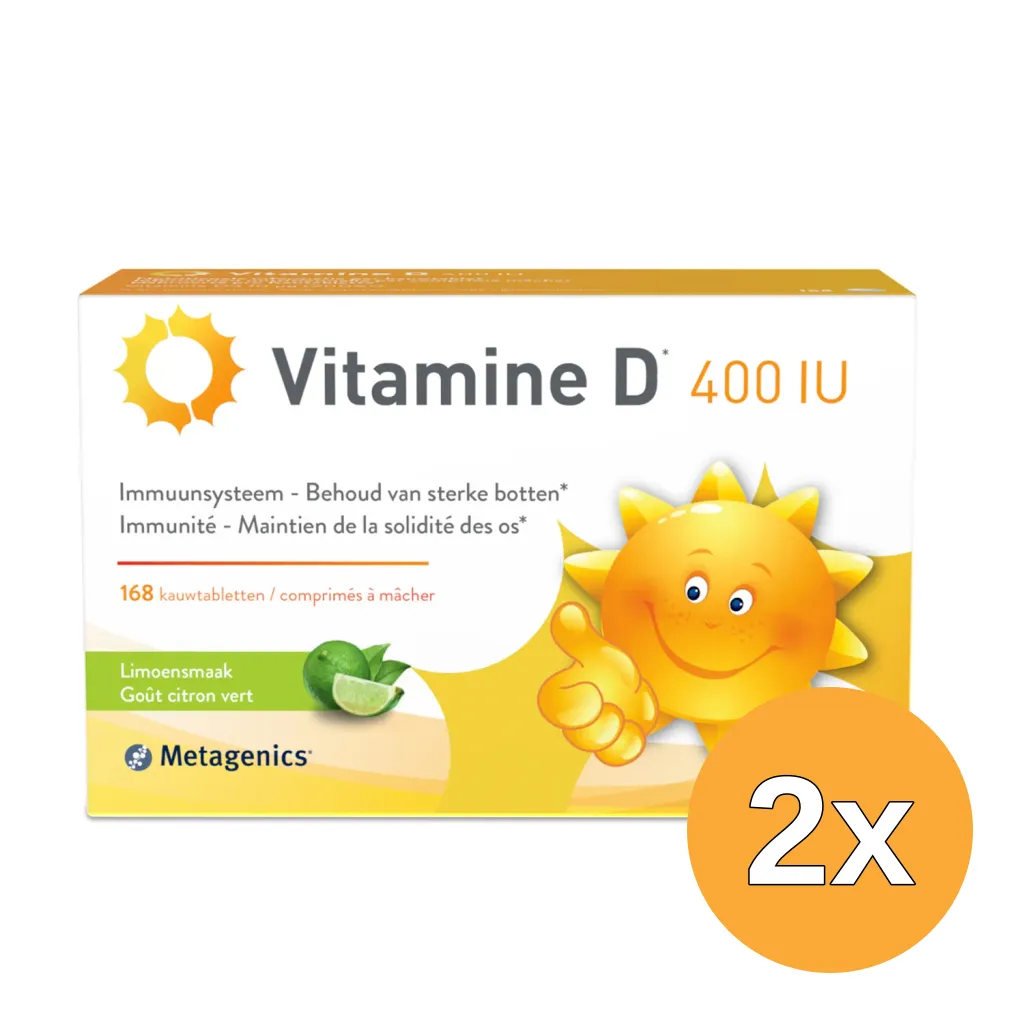 2x Metagenics Vitamine D 400Iu Limoen (84 kauwtabletten)