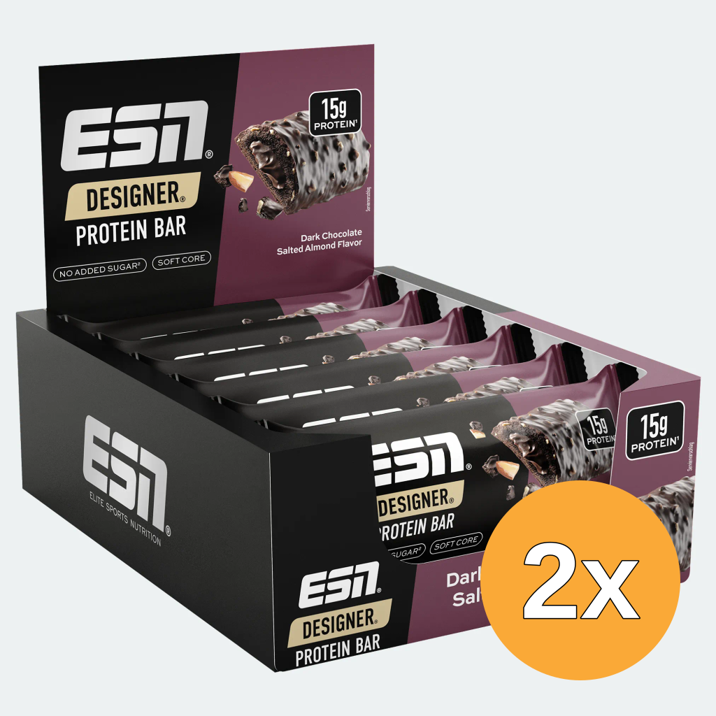 2x ESN Designer Protein Bar Dark Chocolate Salted Almond (12 x 45 gr)