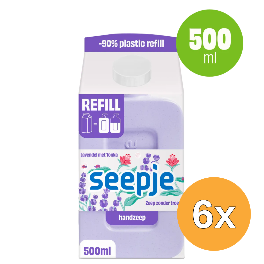 6x Seepje Handzeep Lavendel Refill Pak (500 ml)