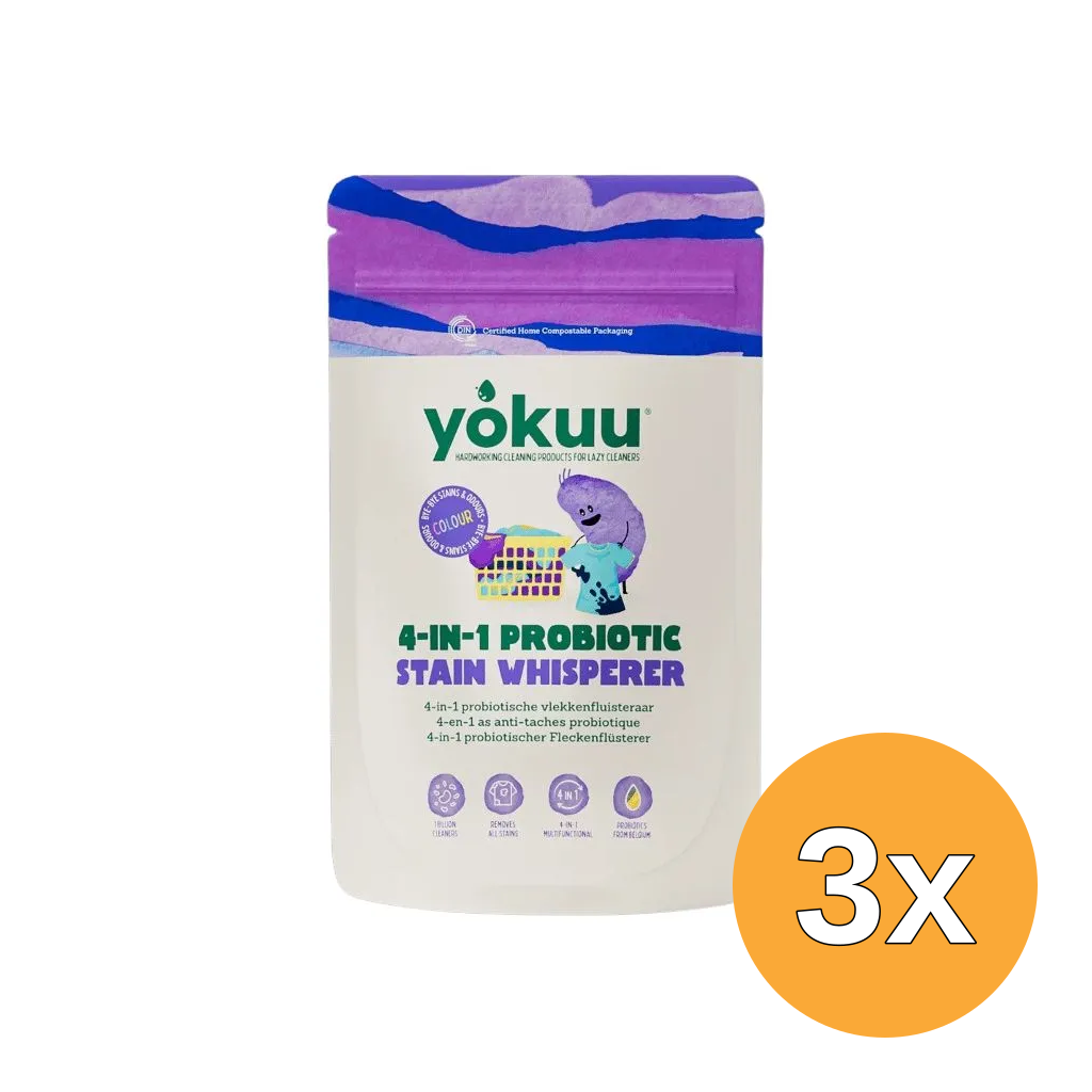 3x Yokuu 4 in 1 Probiotische Vlekkenfluisteraar voor Gekleurde Was (390 gr)