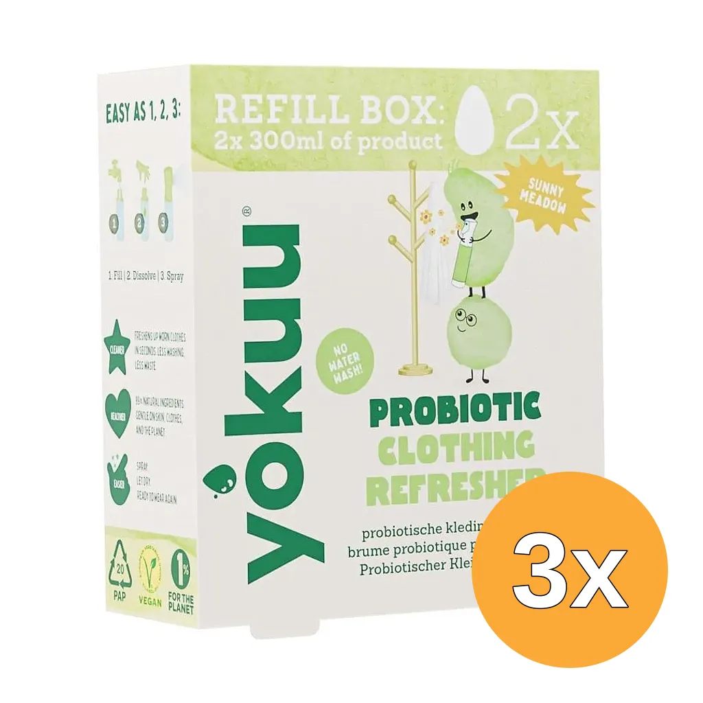 3x Yokuu Probiotische Kledingopfrisser Navulverpakking (2 stuks)