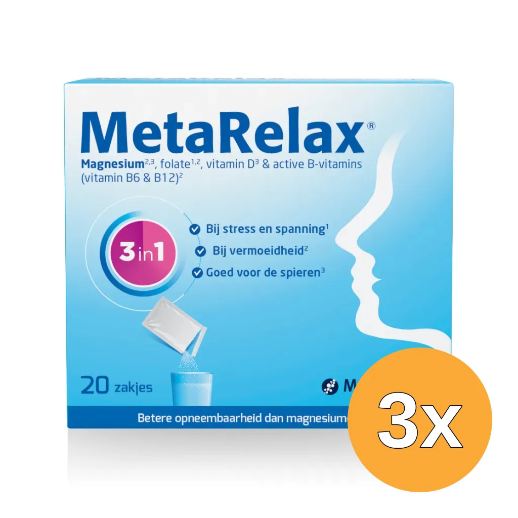 3x Metagenics MetaRelax Magnesium (20 zakjes)