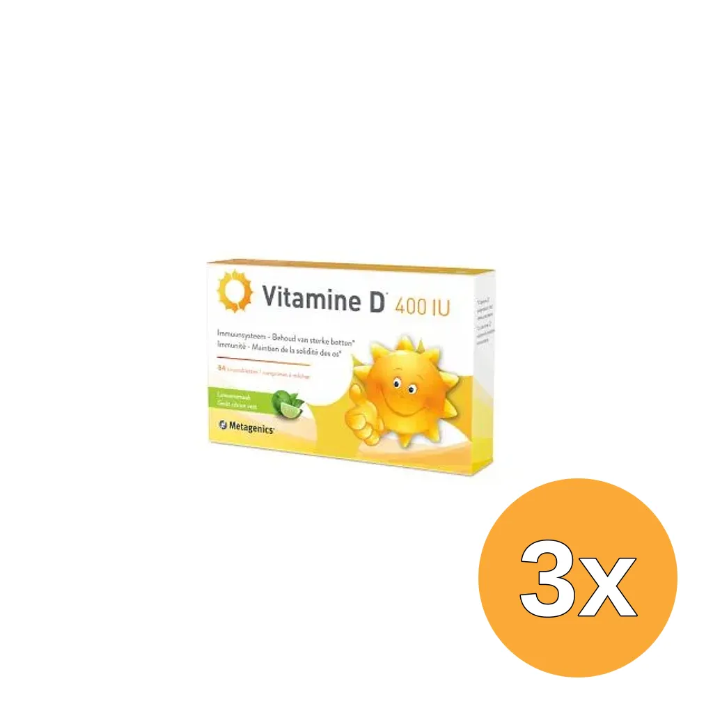 3x Metagenics Vitamine D 400Iu Limoen (168 kauwtabletten)