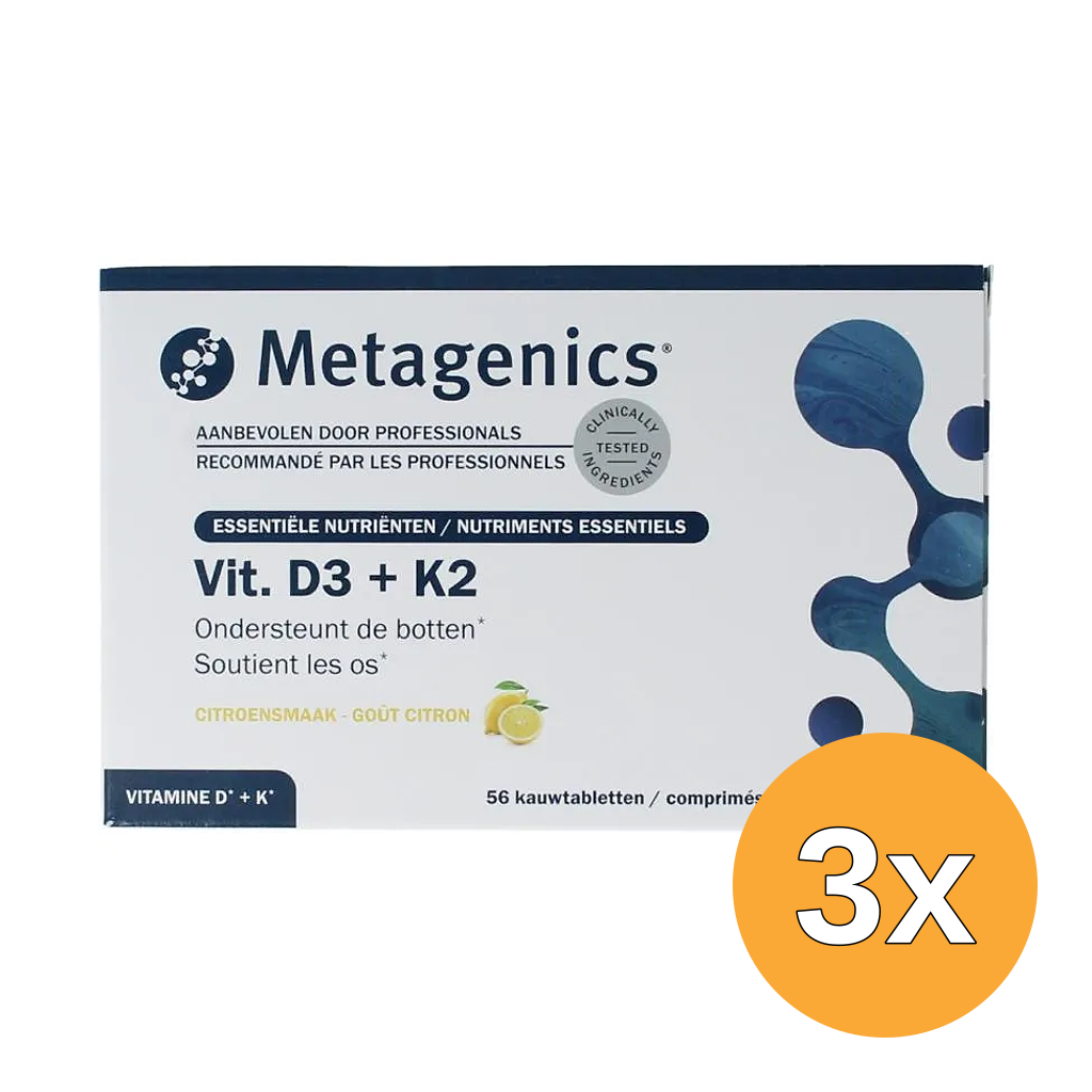3x Metagenics Vitamine D3 +K2 NFD (56 kauwtabletten)