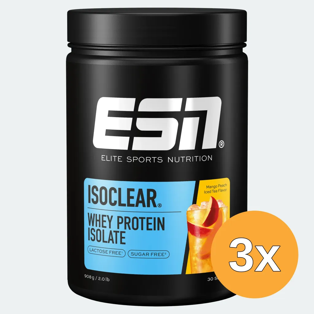 3x ESN ISOCLEAR Whey Isolate Mango Peach Iced Tea (908 gr)