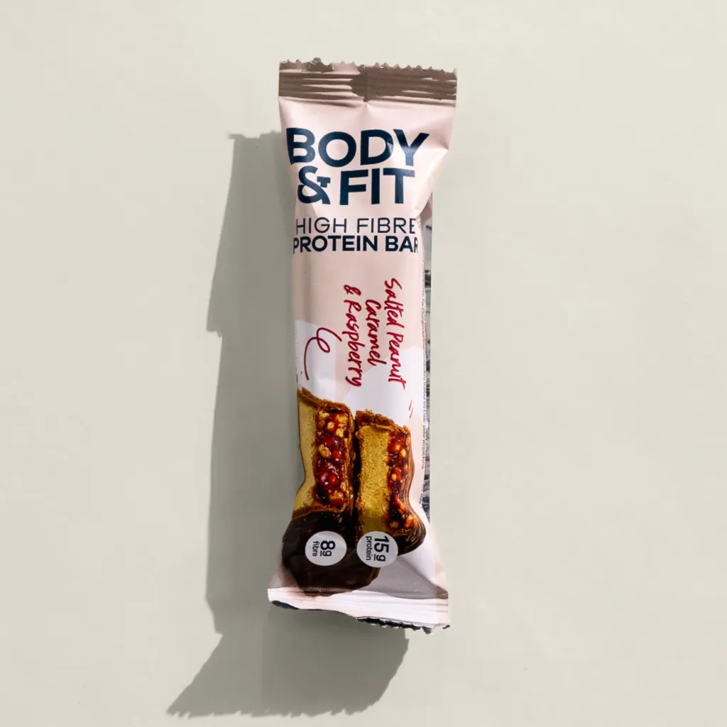 Body & Fit Body&fit High Fibre Salted Peanut Caramel Raspberry (50 gr)