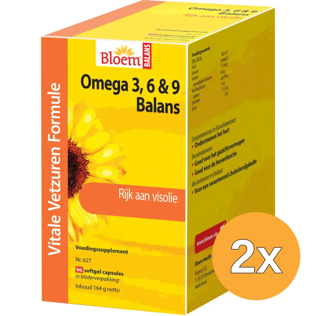 2x Bloem Omega 3, 6 & 9 balans (96 softgels)
