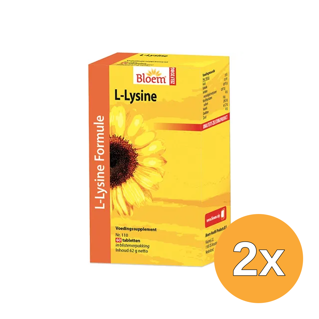 2x Bloem L-Lysine Lipblaasjes (60 Tabletten)