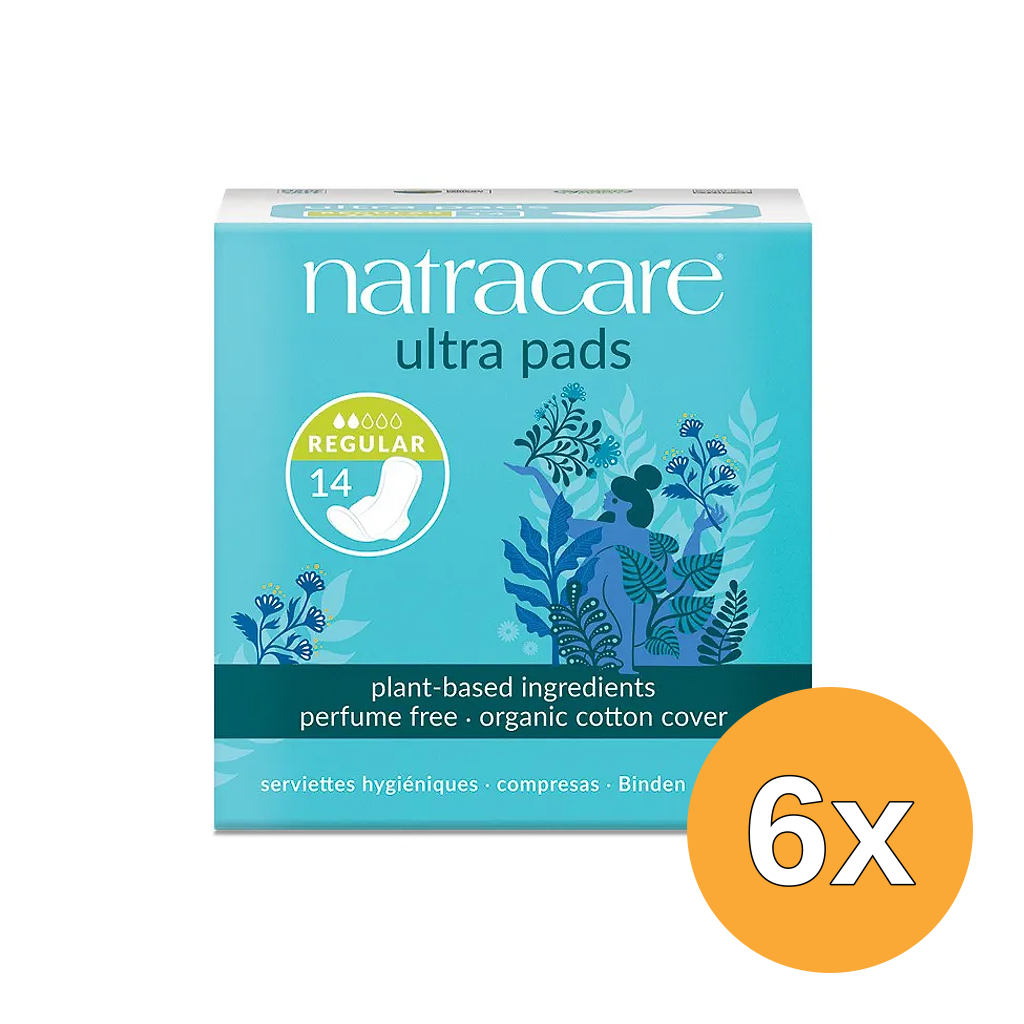 6x Natracare Maandverband ultra met vleugels (14 stuks)