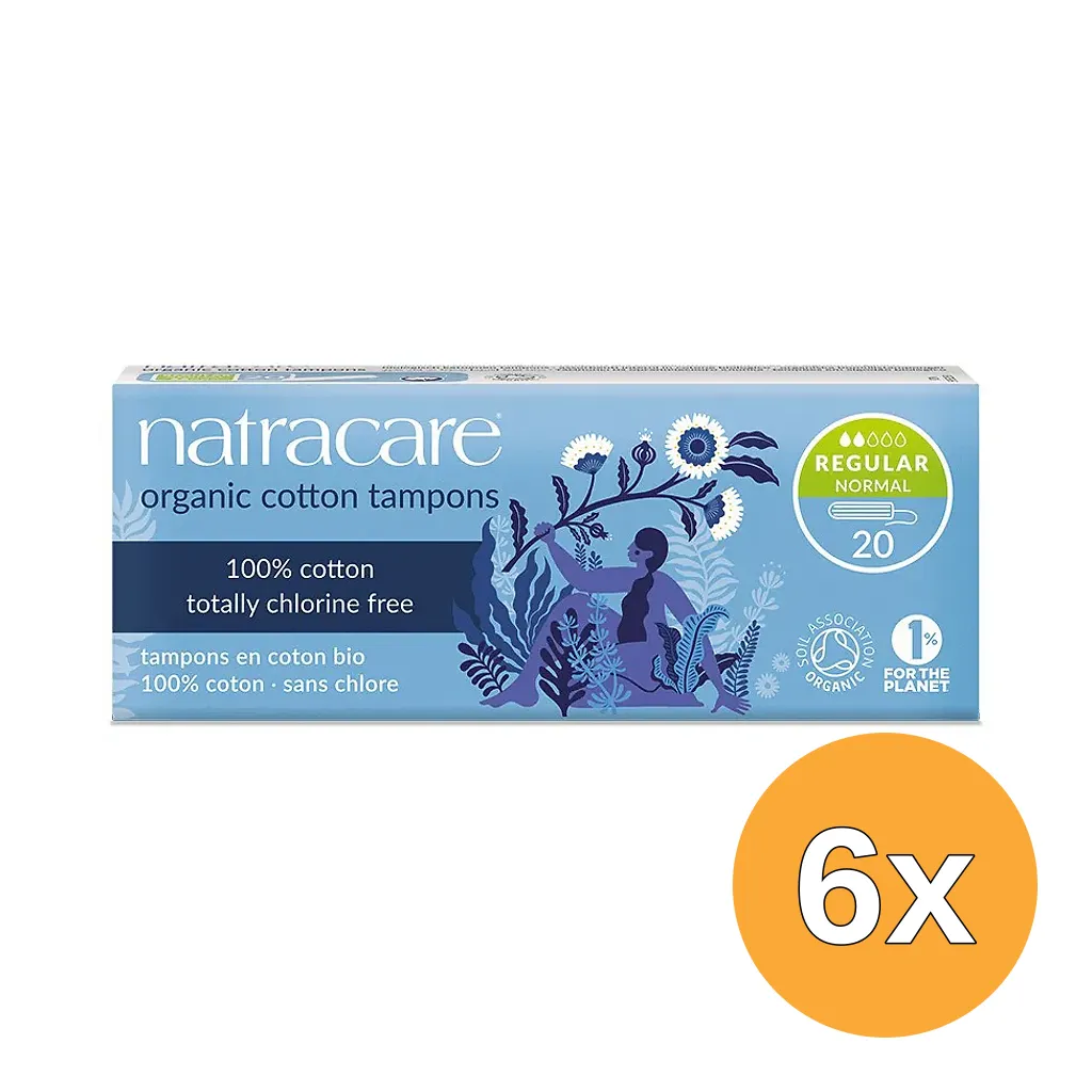6x Natracare Tampons katoen normaal (20 stuks)