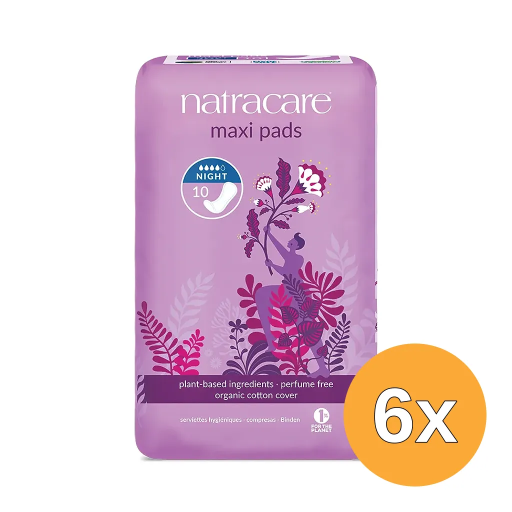 6x Natracare Maandverband nacht (10 stuks)