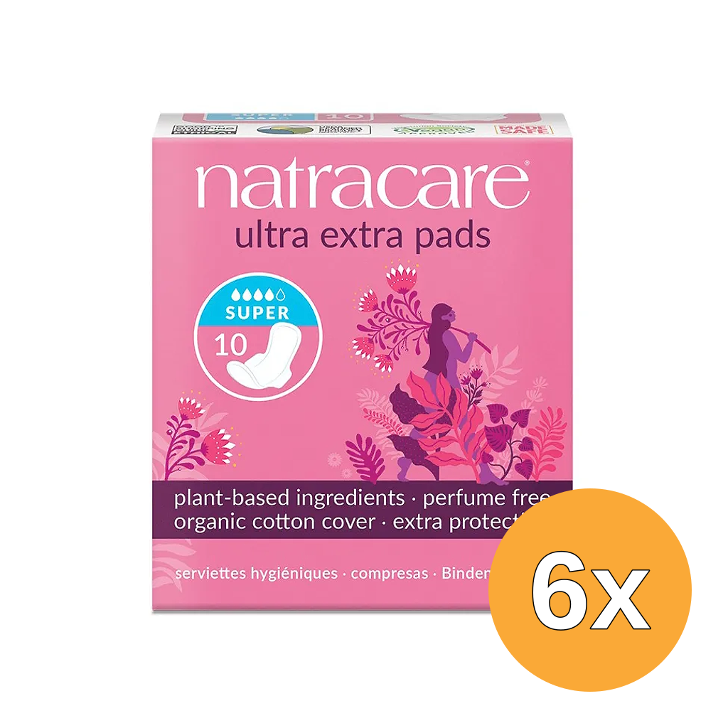 6x Natracare Maandverband ultra extra super (10 stuks)