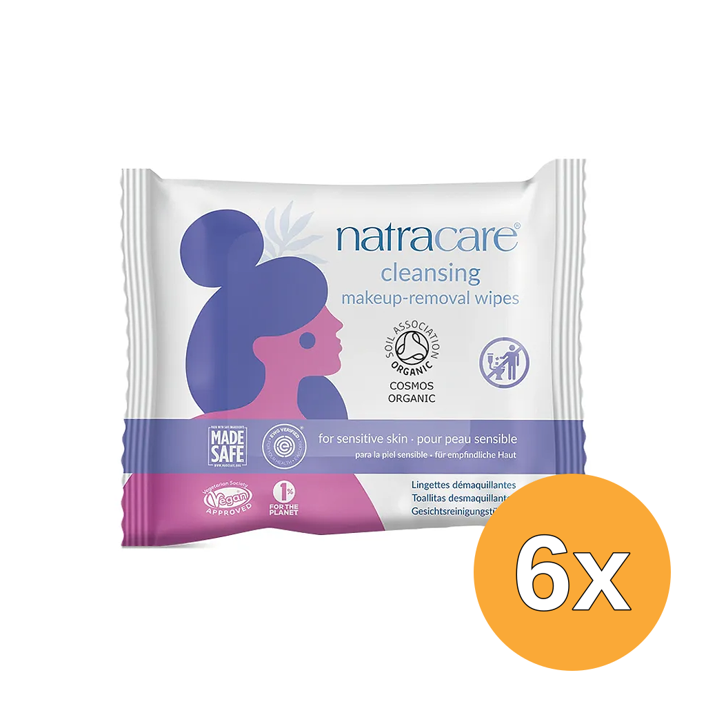 6x Natracare Make up schoonmaakdoekjes bio (20 stuks)