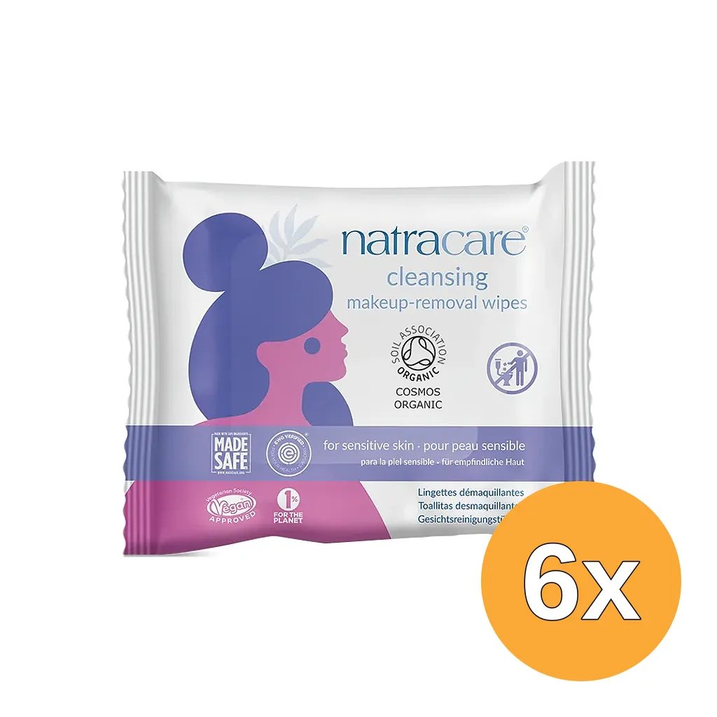 6x Natracare Make up schoonmaakdoekjes bio (20 stuks)