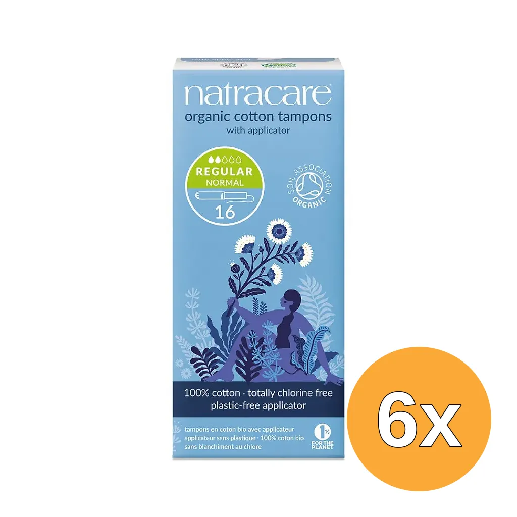 6x Natracare Tampons normaal met inbrenghuls (16 stuks)